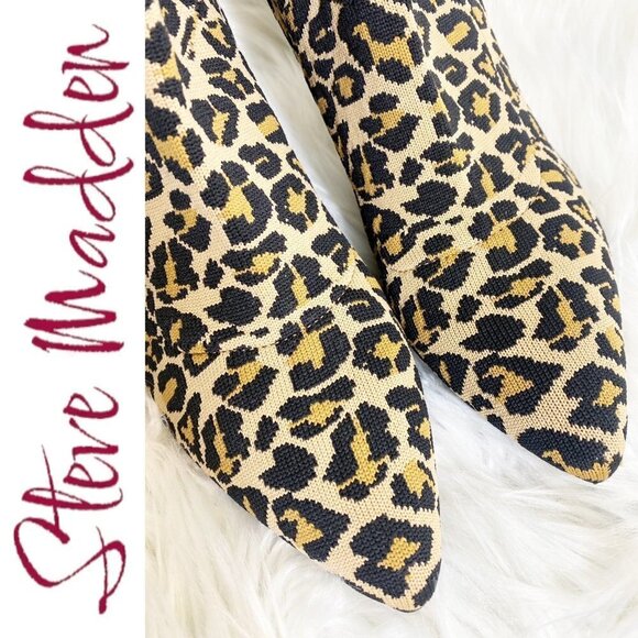 STEVE MADDEN Enya Leopard Print Sock Bootie Stiletto, Size 8.5 - Picture 2 of 10